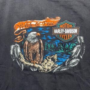 Vintage Harley Davidson Wild And Free Eagle Shirt L Large Stone Mountain GA
